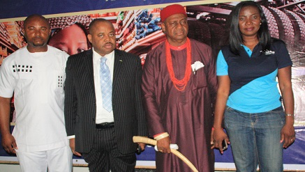 L-R: Anambra State Chapter President, Nigerian Association of Small and Medium Enterprises (NASME), Mr. Chinedu Anyaso; Regional Director, South-East 2, Skye Bank Plc, Dr. Cliff Agbaeze; Duruiheoma V, Obi of Otulu, Imo State, HRH Eze, Festus Ifeanyichukwu Orji; and Head, Small Business Group, Skye Bank Plc, Mrs. Ayo Olojede; during the maiden edition of the Skye Bank  Business Seminar series, tagged “Nurturing Businesses for Growth, which took place in Onitsha on Thursday.